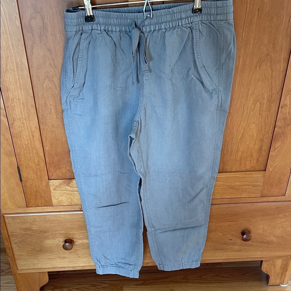 J. Crew Slate Gray Linen Blend Drawstring Jogger Pants